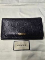 極美品✨GUCCI シマ 長財布 244946 ロゴプレート レザー 黒 - メルカリ