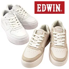 EDWIN エドウイン EDW-4324 レディース コートスニーカー 軽量 サイドライン 歩きやすい デイリー スポーツ ホワイト ベージュ /HC/STのサムネイル