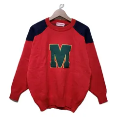 【中古】　MIKI HOUSE　セーター　長袖　ニット　トップス　ラグラン　クルーネック　エルボーパッチ　ブランドロゴ　刺しゅう　編み込み　日本製　古着　/1904のサムネイル