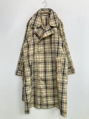 Nylaus ナイラス ステンカラーコート M ベージュ チェック柄 ロング丈 フードなし メンズのサムネイル