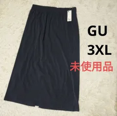 GU リブ ナロースカートリブナロー スリットロングスカート ストレッチ タイトスカート 黒 ブラック ロング シンプル 3XL 大きいサイズ プラスサイズ