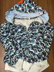 (傷なし 最高) A BATHING APE アベイシングエイプ ブルー カモフラ ジップアップ