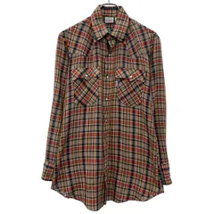 70s USA製 Levi's 長袖 チェックシャツ M レッド マルチカラー リーバイス スナップボタン 胸ポケット 70年代 チェック柄 春物 a805-6628のサムネイル