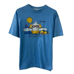 80s USA製 Hanes 半袖 プリントTシャツ L ライトブルー ヘインズ プルオーバー 80年代 両面プリント コットン カットソー 夏物 a805-6664のサムネイル