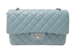 シャネル マトラッセ 30 ICプレート ダブルフラップ ダブルチェーン ショルダーバッグ シルバー金具【美品】ライトブルー パステルブルー