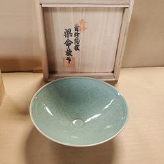 高麗青磁 人間国宝 柳 海剛 韓国人間文化財 象嵌彫文 茶碗 - メルカリ