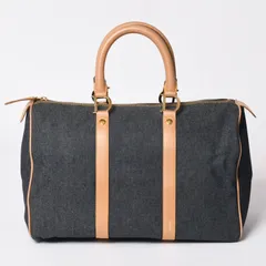 極美品 Christian Dior クリスチャンディオール トロッター ハンドバッグ デニム 35cm ボストン ゴールド金具 中古 4a002506