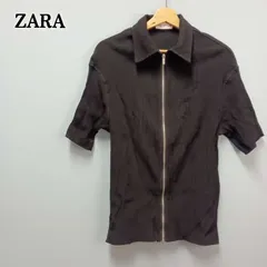 ZARA フルジップ 半袖シャツ カットソー ブラック 376
