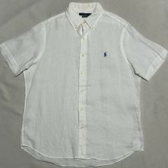 現行✨極美品 ポロラルフローレン リネン 半袖シャツ ホワイト M