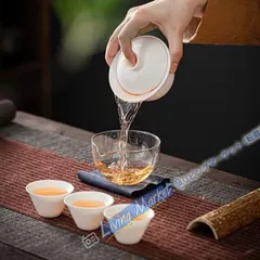 【新品未使用】 旅行茶具 茶道具 茶道 煎茶 中国茶 台湾茶 茶器 蓋碗 茶杯 公道杯 ケース 4点セット CZH526P027
