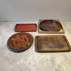 烏城彫　お盆　丸盆　飾盆　大、中、小　3点セット　A 烏城彫 讃岐彫 漆器 お盆 4点セット 丸盆 長方盆 伝統工芸品 - メルカリ
