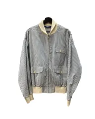 ラルフローレン RalphLauren シアサッカー ストライプ柄 ジップアップブルゾン フラップポケット ライトアウター シンガポール製 BLUE ブルー系 青 ジャケット 総柄 ブルー Lサイズ 104MT-3218のサムネイル