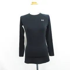 アンダーアーマー UNDER ARMOUR 1358604 インナーシャツ 長袖 クルーネック ヒートギア ロゴ MD ブラック スポーツウェア ※EKM