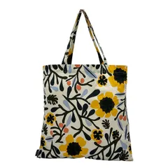 marimekko(マリメッコ) トートバッグ - 白×黒×マルチ 花柄 コットン