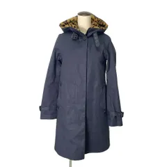 トラディショナルウェザーウェア Traditional Weatherwear ライナー付きコート ヒョウ柄 アニマル柄 フーデットコート ミドル丈 L192APFCO0056BP 32 ネイビーのサムネイル