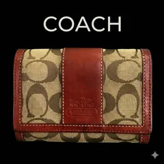 COACH コーチ シグネチャー 長財布 キャンバス×レザー ブラウン レッド系 二つ折り ウォレット レディース メンズ