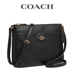 美品】COACH コーチ ショルダーバッグ レザー 黒 ゴールド金具