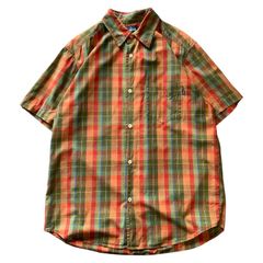 ほぼデッド】90s OLD GAP リネン半袖シャドーチェックシャツ 短丈L