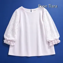 cU60 Rose Tiara 大きいサイズ 46 花モチーフ 立体 刺繍 ドッキングブラウス シャツ フリル 3XL 4L ピンク ローズティアラのサムネイル