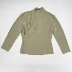 HIS MISS ヒスミス サテンブラウス カーキグリーン サイズ不明 〇□・〇◇のサムネイル