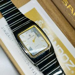 SANDOZ クォーツ 腕時計 ゴールド ブラックレザー 動作未確認 - メルカリ