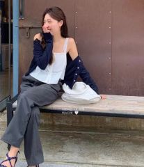 長谷川京子さんコラボ ホワイト サスペンダー付き リネンパンツ - メルカリ