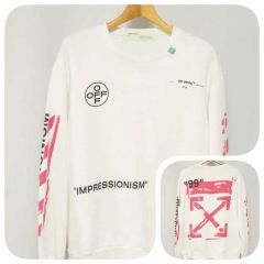 希少 Off white 19ss ロンT ホワイト ピンク ノベルコアさん着用 