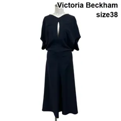 ◇ ヴィクトリアベッカム Victoria Beckham ワンピース 半袖 ドルマンスリーブ ロング丈 Vネック Aライン 紺 38 S 7号 レディース S6E446のサムネイル
