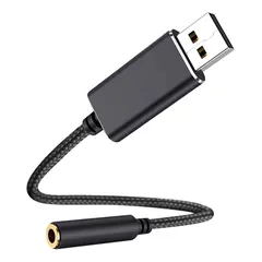 サムコス usb to 3.5mm オーディオケーブル USB外付け サウンドカード USBオーディオ変換アダプタ USBポート-3極（TRS）/4極（TRRS）3.5mmミニジャック変換ケーブル Windows/Vista/XP、Mac OS/X、Linuxのサムネイル