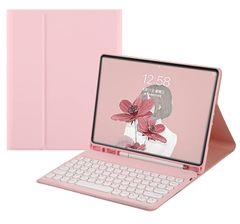 iPad Pro 11-inch 2022 Keyboard Case, Round Keys, Colorful Keyboard, iPad Pro 11 (4th, 3rd, 2nd, and 1st Generation), Detachable Keyboard Cover with Apple Pencil Storage (Pink)