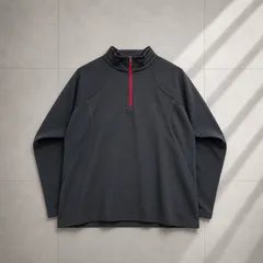 【Y-810】OAKLEY オークリー L ハーフジップ スウェット ブラック テック系 Y2K ゴルフウェア スポーツミックス ワンポイント ロゴ刺繍 プルオーバー モックネック 黒 ストリート アメカジ 古着 メンズ 長袖 トレーニングウェアのサムネイル