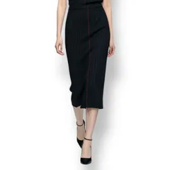 極美品 ISSEY MIYAKE イッセイミヤケ PLEATS PLEASE プリーツプリーズ スカート 赤パイピン ブラック サイズ5のサムネイル
