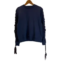 【中古】　Acne Studios　スウェット　長袖　トレーナー　トップス　クルーネック　裏起毛　無地　袖レースアップ　ラグジュアリー　古着　/2496のサムネイル