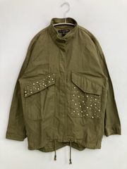 trf_outerwear 밀리터리 재킷 USA XS 카키 무지 비쥬 후드 없음 버튼 고정 지퍼 업 여성