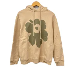 marimekko(マリメッコ) パーカー サイズS レディース美品  - ベージュ×ダークグリーン 長袖/フラワー(花)のサムネイル