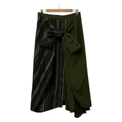 MARNI(マルニ) ロングスカート サイズ40 M レディース美品  - カーキ×ダークネイビー×マルチ マキシ丈/ストライプ/変形デザイン/シャツのサムネイル
