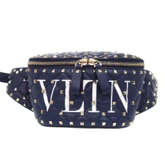 新品同様 ヴァレンティノ ガラヴァーニ ロックスタッズ レザー ネイビー ボディバッグ ウエストバッグ 1424 Valentino Garavaniのサムネイル