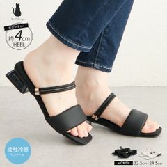 【新品】Belle Scarpe サンダル レディース ストラップ スクエアトゥ 2way ミュール つっかけ 夏 涼しい クリアヒール ローヒール 疲れにくい きれいめ 旅行 接触冷感 黒 ブラック 白 ホワイト ベルスカルパ 557-1000