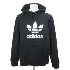 アディダスオリジナルス adidas originals トレフォイル フーディー パーカー プルオーバー 長袖 プリント 裏毛 M 黒 ブラック DT7964 /X