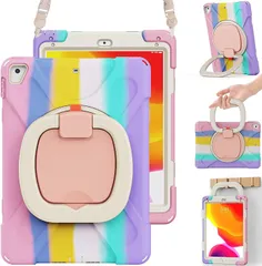 【特価商品】iPad 9.7 ケース iPad air2/iPad 第5世代 2017/iPad 第6世代 2018/iPad Pro 9.7 2016 ケース 耐衝撃 頑丈 米軍MIL資格 スタンド ハンドル付き 虹色 アイパッド Air 2 9.7インチ