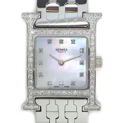 エルメス HERMES 腕時計 Hウォッチ HH1.230 ダイヤベゼル 12ポイント ダイヤインデックス スクエア ホワイトシェル文字盤 SS クオーツアナログ 【中古】のサムネイル