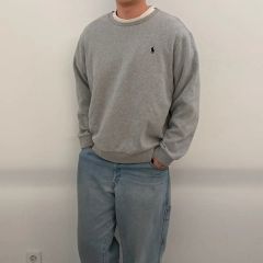 美品 ポロラルフローレン 短丈 裏起毛スウェット グレー L - メルカリ