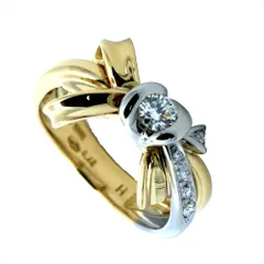 ダミアーニ DAMIANI リボンモチーフ ソリティア リング 指輪 ダイヤモンド 0.22ct 約12号 K18YG 6.7g K18WG レディース【中古】のサムネイル