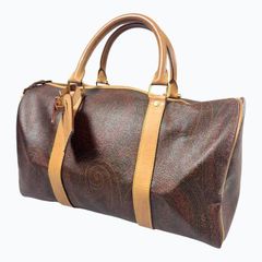 エトロ ETRO ミニボストン ハンドバッグ ペイズリー PVC レザー 茶