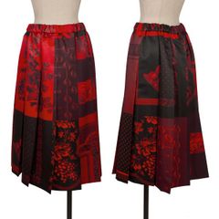 Tricom De Galson Tricot COMME des GARCONS 멀티 패턴 프린트 플리츠 스커트 레드 S 위치