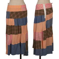 Tricom De Garson Tricot COMME des GARCONS 다른 소재 패치 워크 플레어 스커트 멀티 S