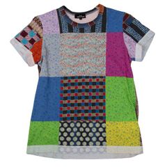Tricom De Galson Tricot COMME des GARCONS 패치 워크 패턴 프린트 T 셔츠 멀티 S
