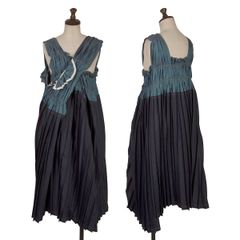 Tricom De Galson Tricot COMME des GARCONS 라메 전환 주름 민소매 원피스 감색 S