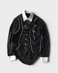 【7月5日まで40％オフ中】トリコ コム デ ギャルソン 後染め フリルシャツ 長袖シャツ Mサイズ レディースのサムネイル