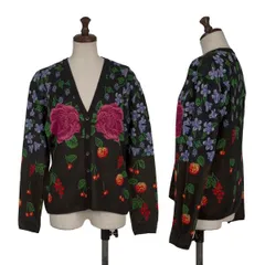 ケンゾーKENZO フローラルフルーツジャガードニットカーディガン 黒他Mのサムネイル